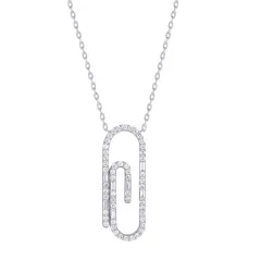 14KT DIAMOND PAPER CLIP PENDANT D.41-WG