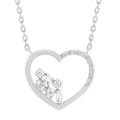 14KT DIAMOND HEART PENDANT D.10