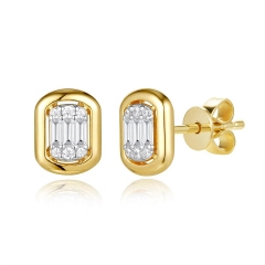 14KT DIAMOND EMETTE EARRINGS D.20-YG