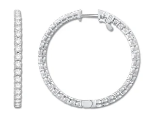 14KT DIAMOND IN & OUT HOOP EARRINGS 40MM 5.00CT