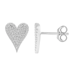 14KT DIAMOND PAVE HEART EARRINGS D.25