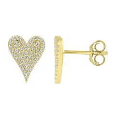 14KT DIAMOND PAVE HEART EARRINGS D.25-YG