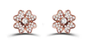 14KT DIAMOND FLOWER EARRINGS D.60CT-YG