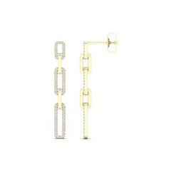 14KT DIAMOND PAPER CLIP DROP EARRINGS D.25-YG