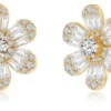 18KT DIAMOND BABY 6 FLORAL PETAL EARRINGS D.60-YG