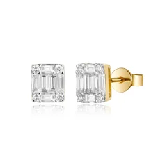 14KT DIAMOND EMETTE STUDS D.50-YG