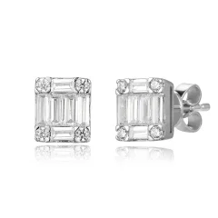 14KT DIAMOND EMETTE STUDS D.50