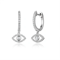 14KT DIAMOND EYE DROP EARRINGS D.30