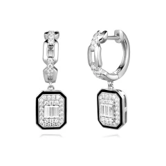 14KT DIAMOND EMETTE DROP EARRINGS WITH ENAMEL D.45