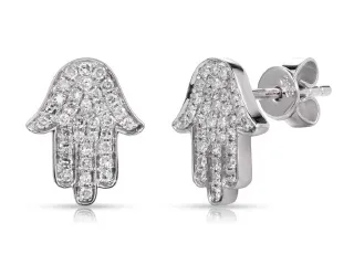 14KT DIAMOND CHAMSA EARRINGS D.24