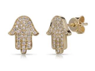 14KT DIAMOND CHAMSA EARRINGS D.24-YG