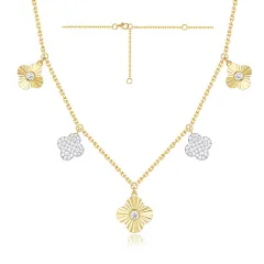 14KT DIAMOND 5 CLOVER DROP NECKLACE D.33-YG