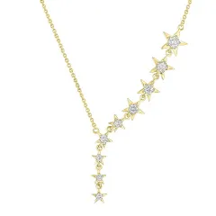 14KT DIAMOND MULTI STARS DROP NECKLACE D.28-YG