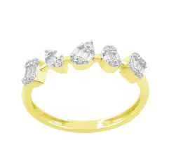 14KT DIAMOND MULTI SHAPE CLUSTER RING D.22-YG